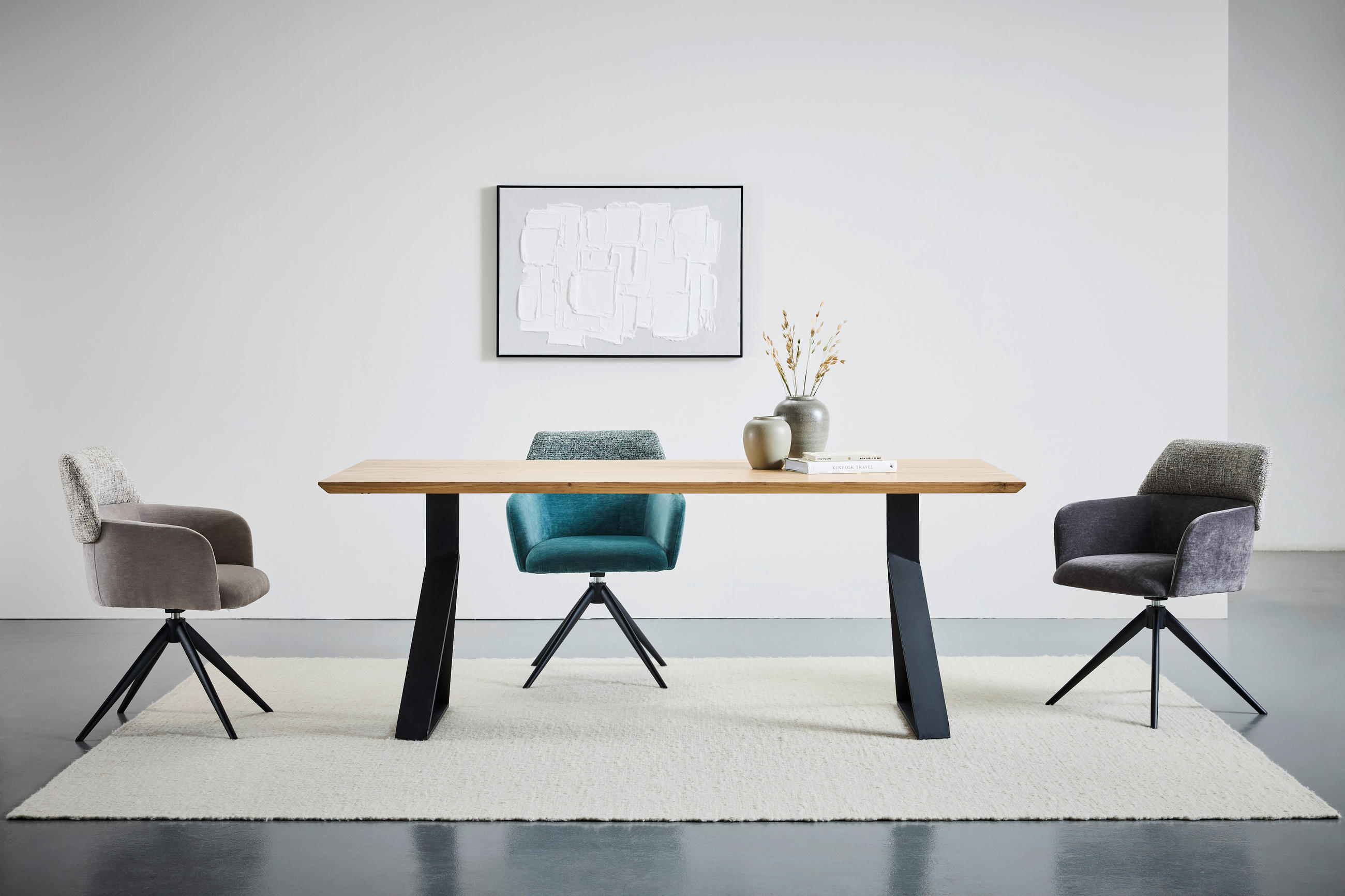 ESSTISCH Akazie vollmassiv rechteckig Schwarz, Akaziefarben  - Schwarz/Akaziefarben, LIFESTYLE, Holz/Metall (200/100/76cm) - Landscape