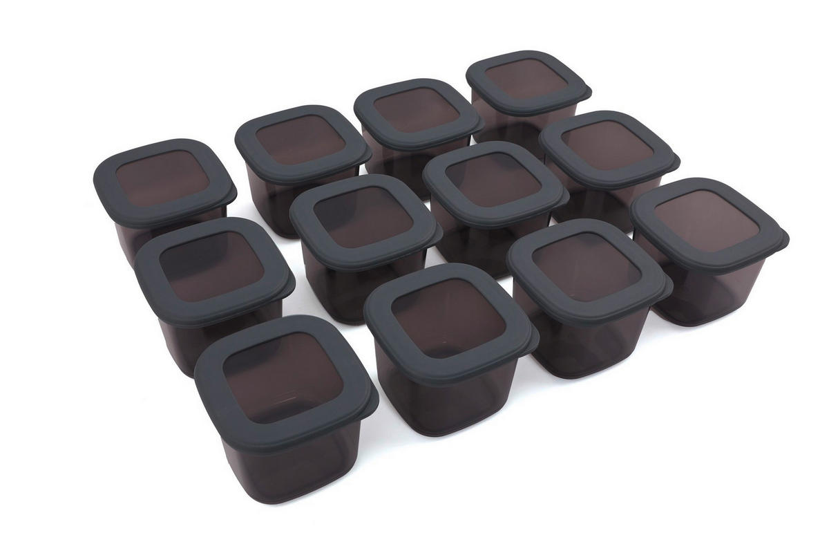 VORRATSDOSENSET 12-teilig  - Klar/Anthrazit, Basics, Kunststoff (10/10/9.5cm) - P & B