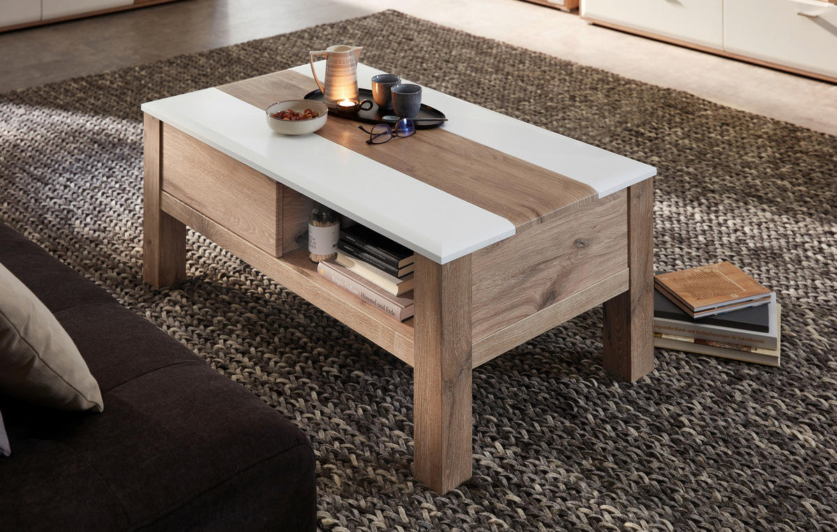 KLUB STOČIĆ  bela, boja hrasta  - boja hrasta/bela, Konvencionalno, pločasti materijal (115/65/45cm) - Hom`in