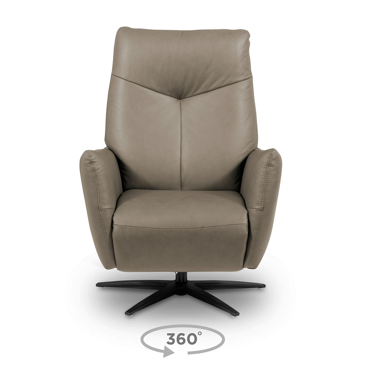 RELAXSESSEL Leder Taupe  - Taupe/Schwarz, Design, Leder/Metall (76/107/88cm) - Livetastic