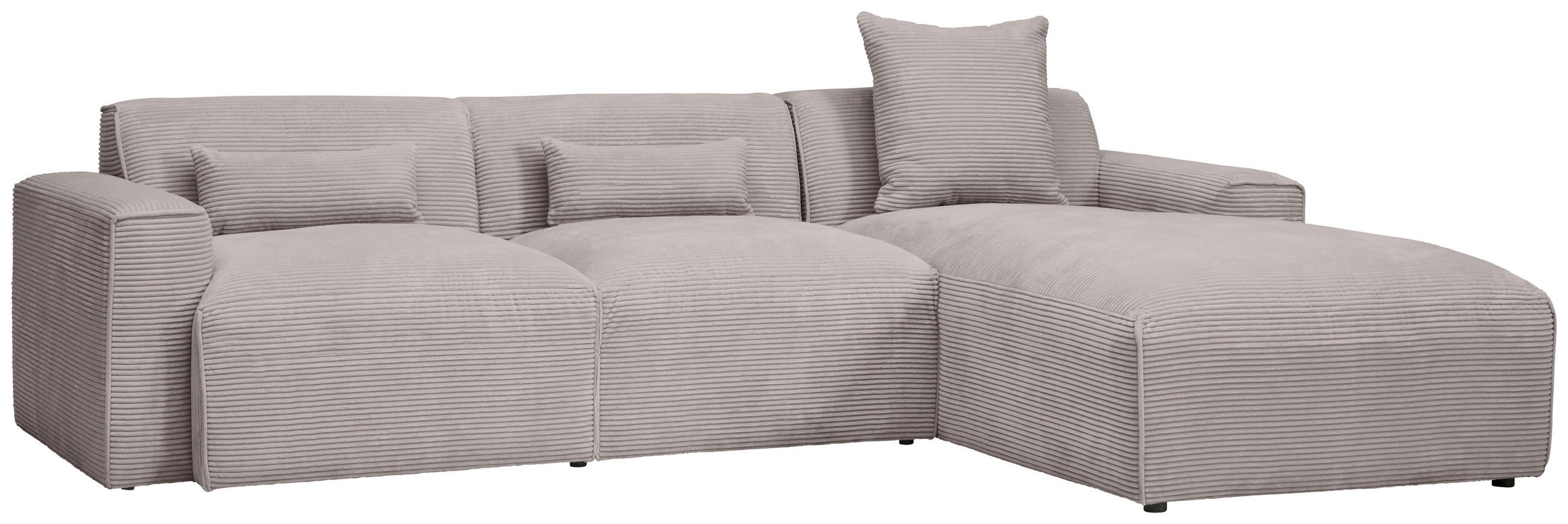 ECKSOFA Taupe Cord  - Taupe/Schwarz, Design, Kunststoff/Textil (303/196cm) - Livetastic