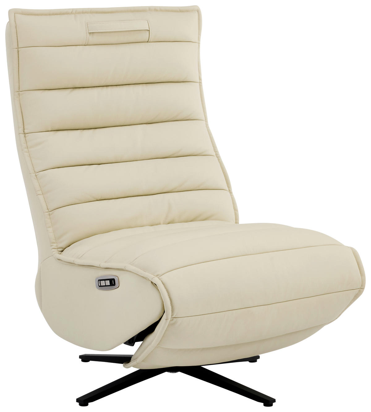RELAXSESSEL Lederlook Echtleder Relaxfunktion, Fußteilverstellung, Nackenkissen    - Beige/Schwarz, Design, Leder/Textil (68/108/84cm) - Stylife