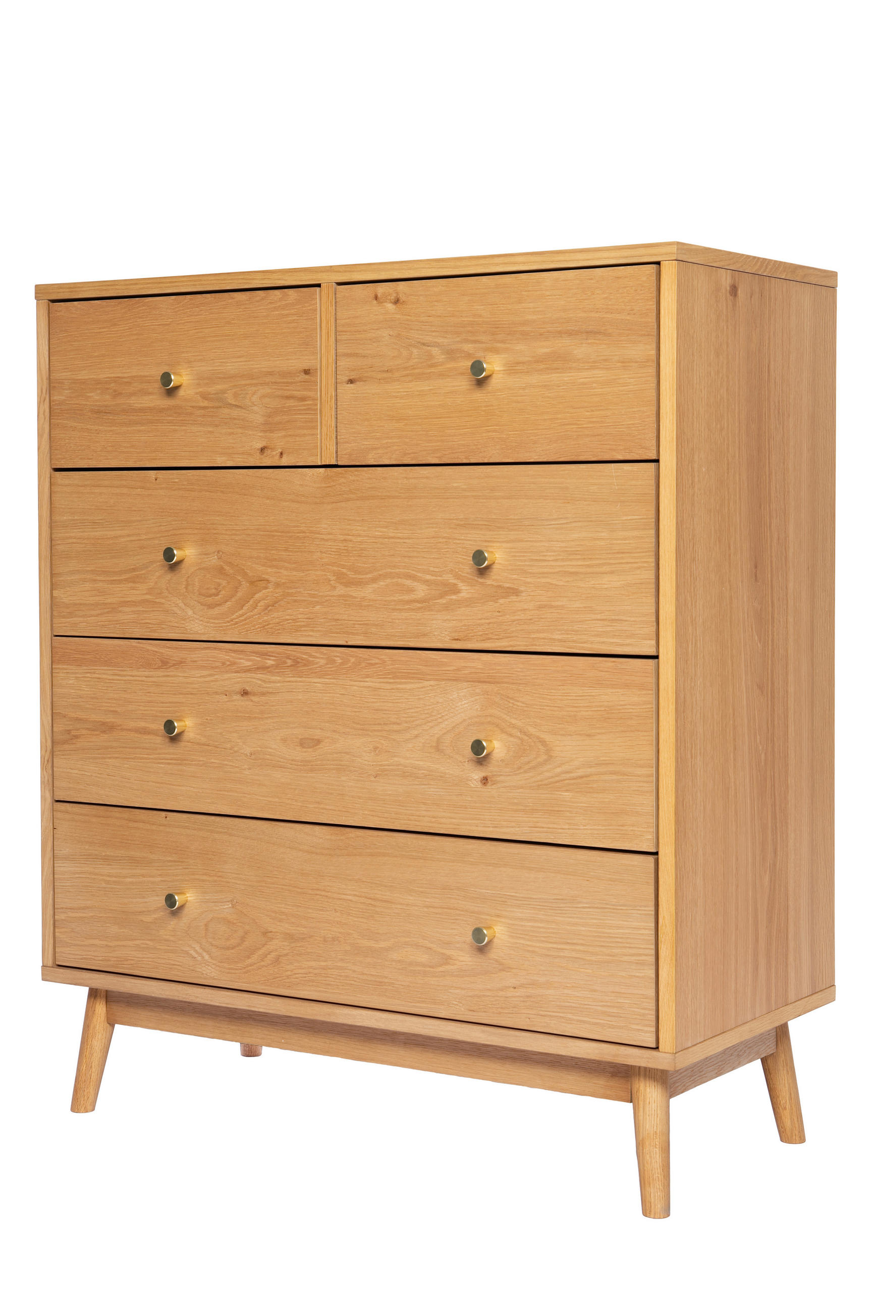 KOMMODE , 85/99/40 cm, 5 Schublade(n)  - Messingfarben/Naturfarben, Design, Holz/Holzwerkstoff (85/99/40cm) - Livetastic