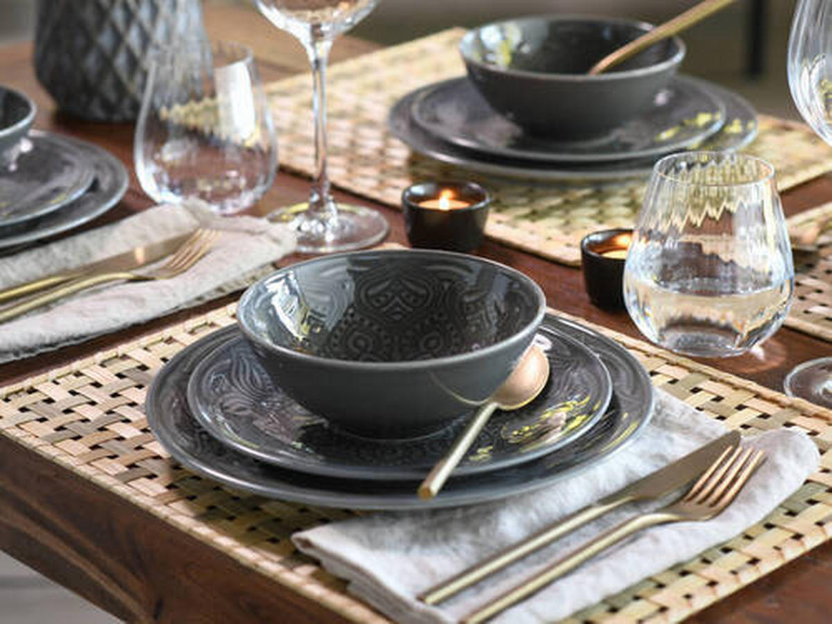 JÍDELNÍ SOUPRAVA, porcelán - tmavě šedá, Trend, keramika - Creatable