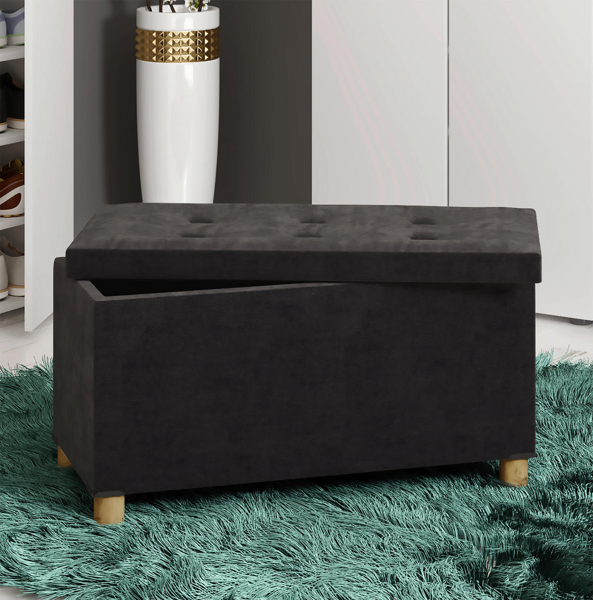TRUHENBANK in Textil 76/40/38 cm  - Anthrazit/Braun, MODERN, Holzwerkstoff/Textil (76/40/38cm) - MID.YOU