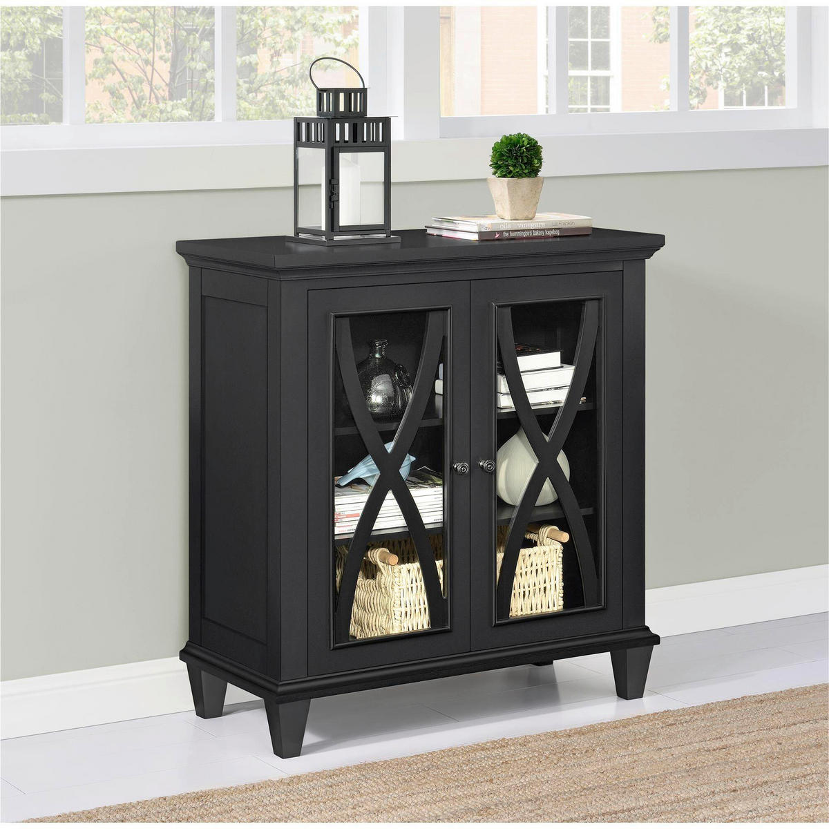 KOMMODE Ellington  in 79/85/37 cm  - Schwarz, Design, Glas/Holzwerkstoff (79/85/37cm) - MID.YOU