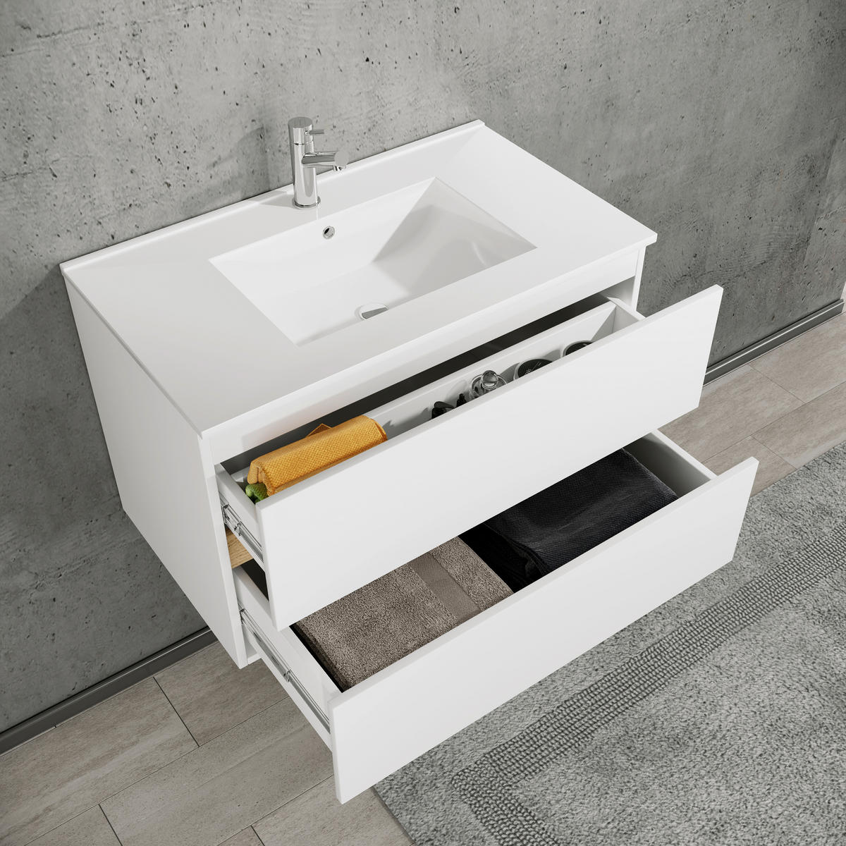 BADEZIMMER 2-teilig  - Honigeiche/Weiss, Trend, Keramik/Holzwerkstoff (81/51/47cm) - MID.YOU