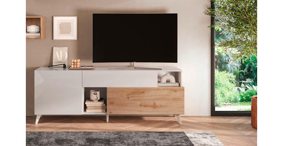 TV-ELEMENT 181/67/42 cm  - Eichefarben/Weiß Hochglanz, MODERN, Holzwerkstoff/Kunststoff (181/67/42cm) - Carryhome