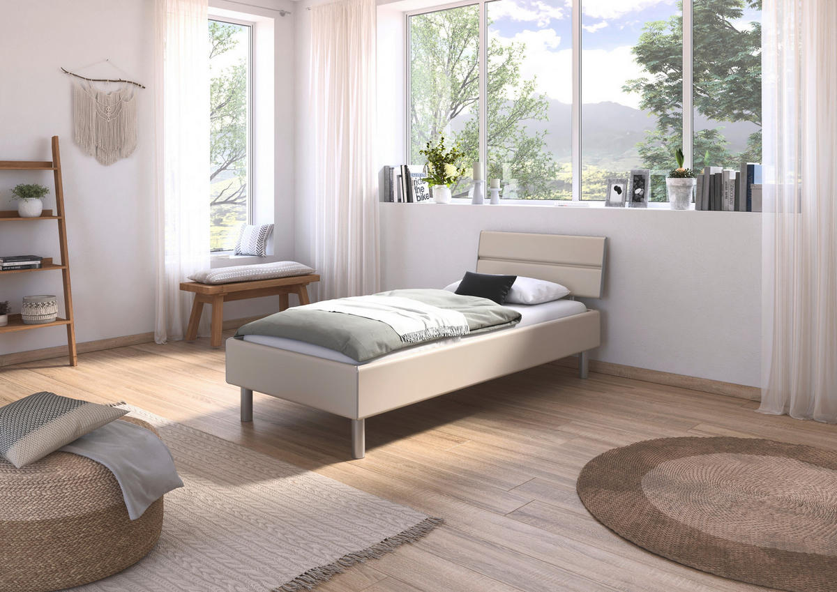 BETT 90/200 cm  in Champagner  - Champagner/Alufarben, Design, Metall (90/200cm) - Carryhome