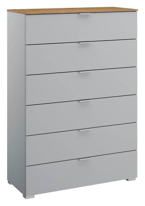 KOMMODE 80/119/42 cm  in Grau, Eichefarben  - Eichefarben/Alufarben, Trend, Holzwerkstoff/Kunststoff (80/119/42cm) - Stylife