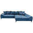 ECKSOFA in Webstoff Dunkelblau  - Schwarz/Dunkelblau, KONVENTIONELL, Kunststoff/Textil (310/185cm) - Carryhome