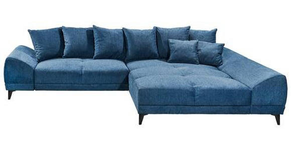 ECKSOFA in Webstoff Dunkelblau  - Schwarz/Dunkelblau, KONVENTIONELL, Kunststoff/Textil (310/185cm) - Carryhome