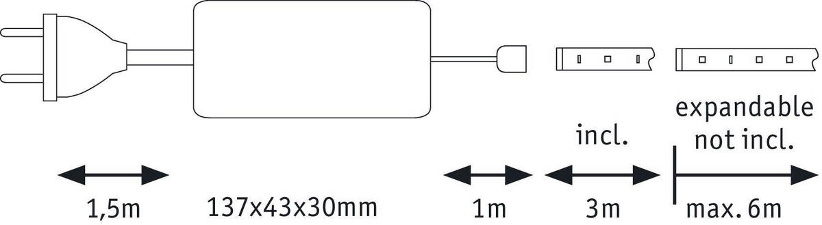 LED-STRIP 70580   - Silberfarben, Basics, Kunststoff (0,3cm) - Paulmann