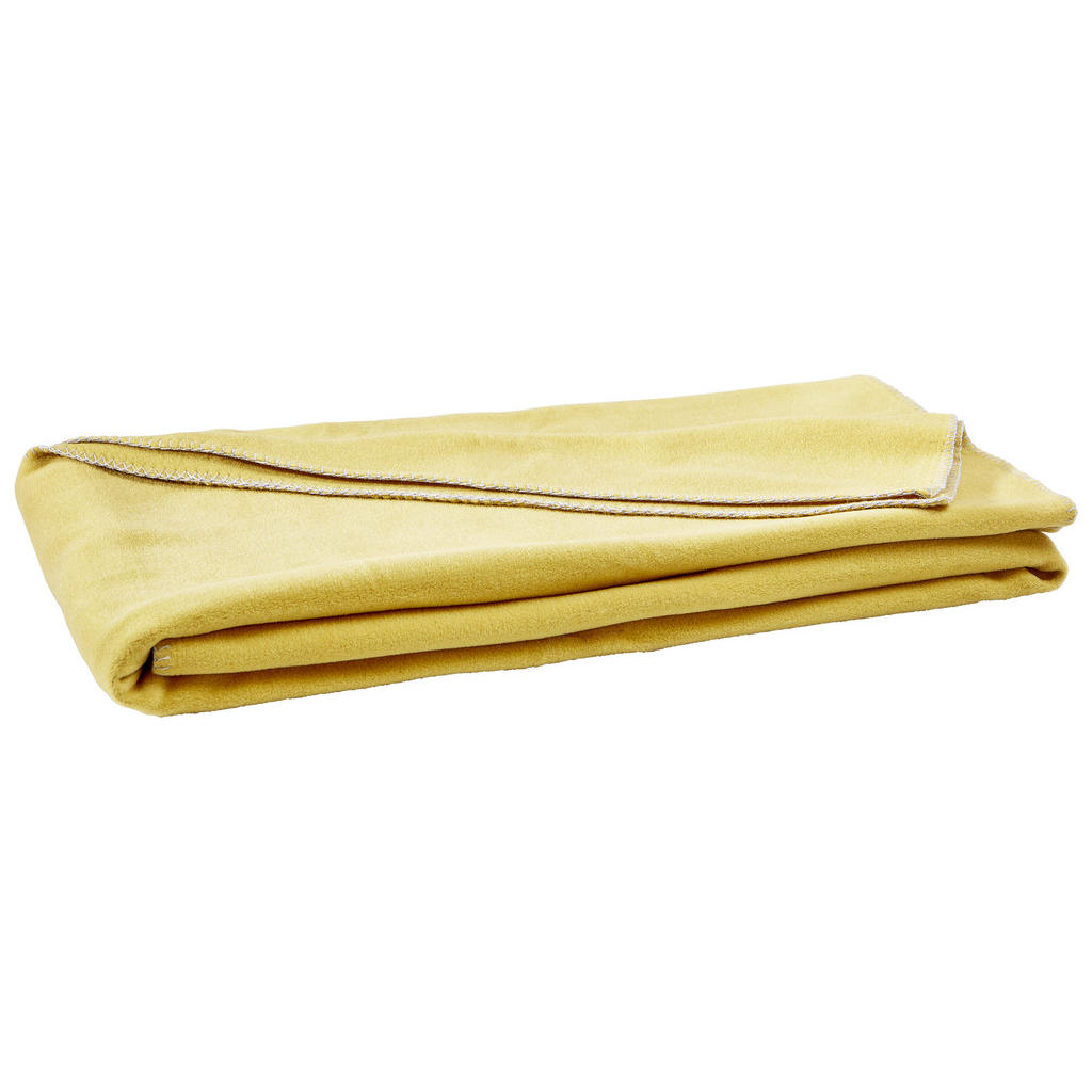 Thumbnail - Zoeppritz Fleecedecke Smoothy, Currygelb, Textil, Uni, 140x190 cm, Kettelrand, Wohntextilien, Decken, Fleecedecken