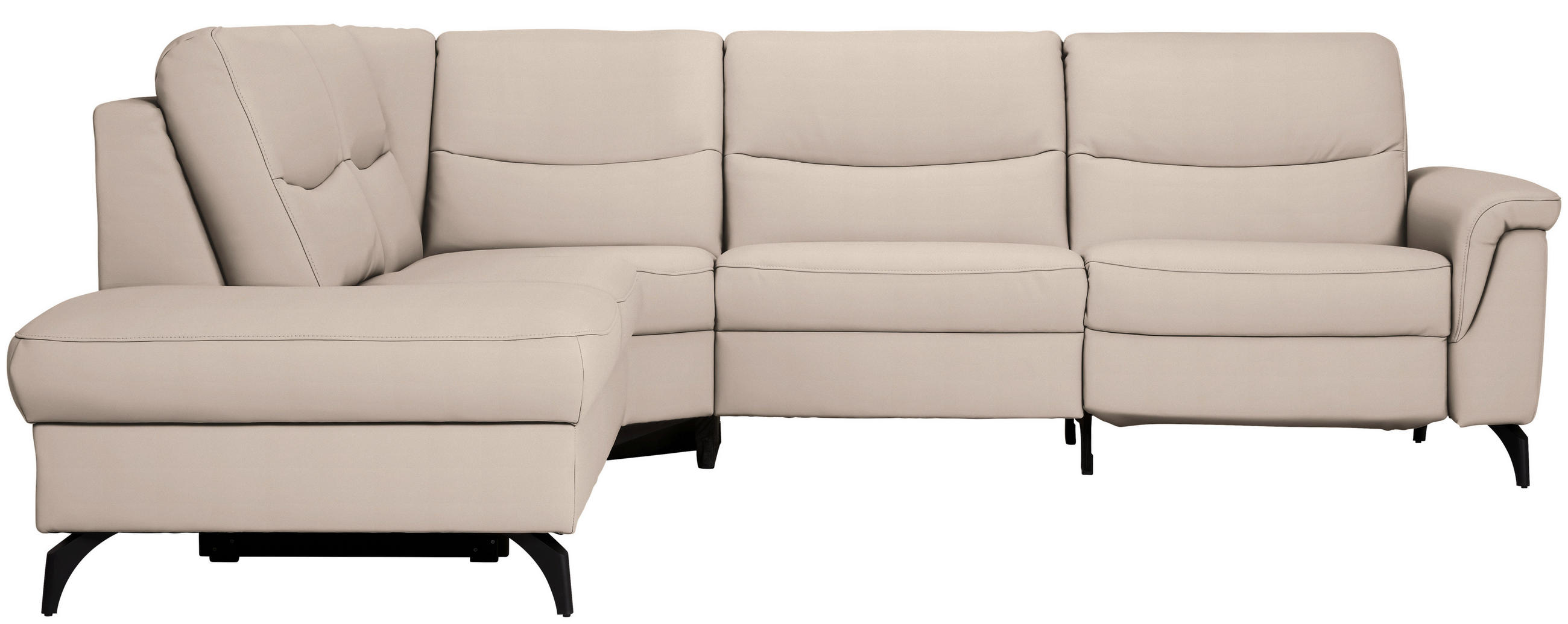 ECKSOFA in Echtleder Creme  249/280 cm  - Anthrazit/Creme, Design, Leder/Metall (249/280cm) - Himolla Komfortklass