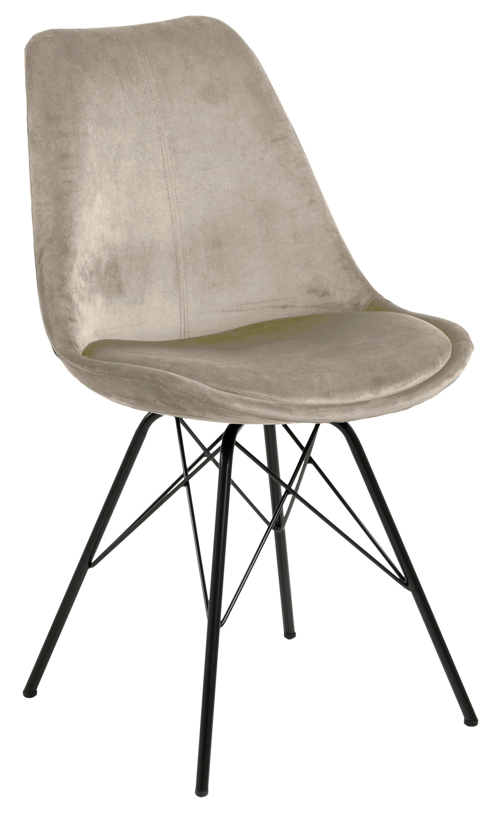 STUHL   Samt  - Sandfarben/Schwarz, Trend, Textil/Metall (48,5/85,5/54cm) - Carryhome