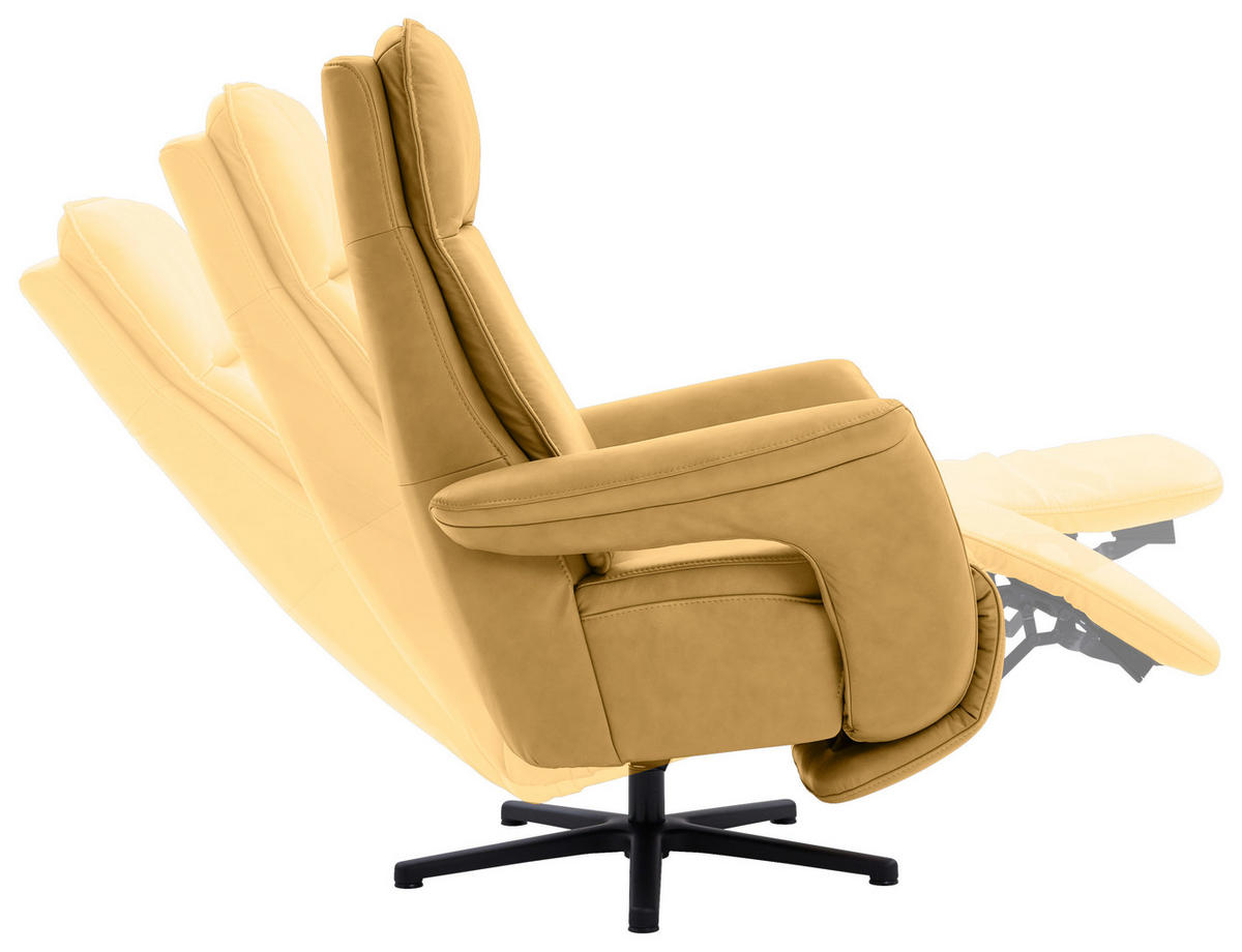 RELAXSESSEL in Leder Gelb  - Gelb/Schwarz, Design, Leder/Metall (83/112/87-174cm) - Valdera