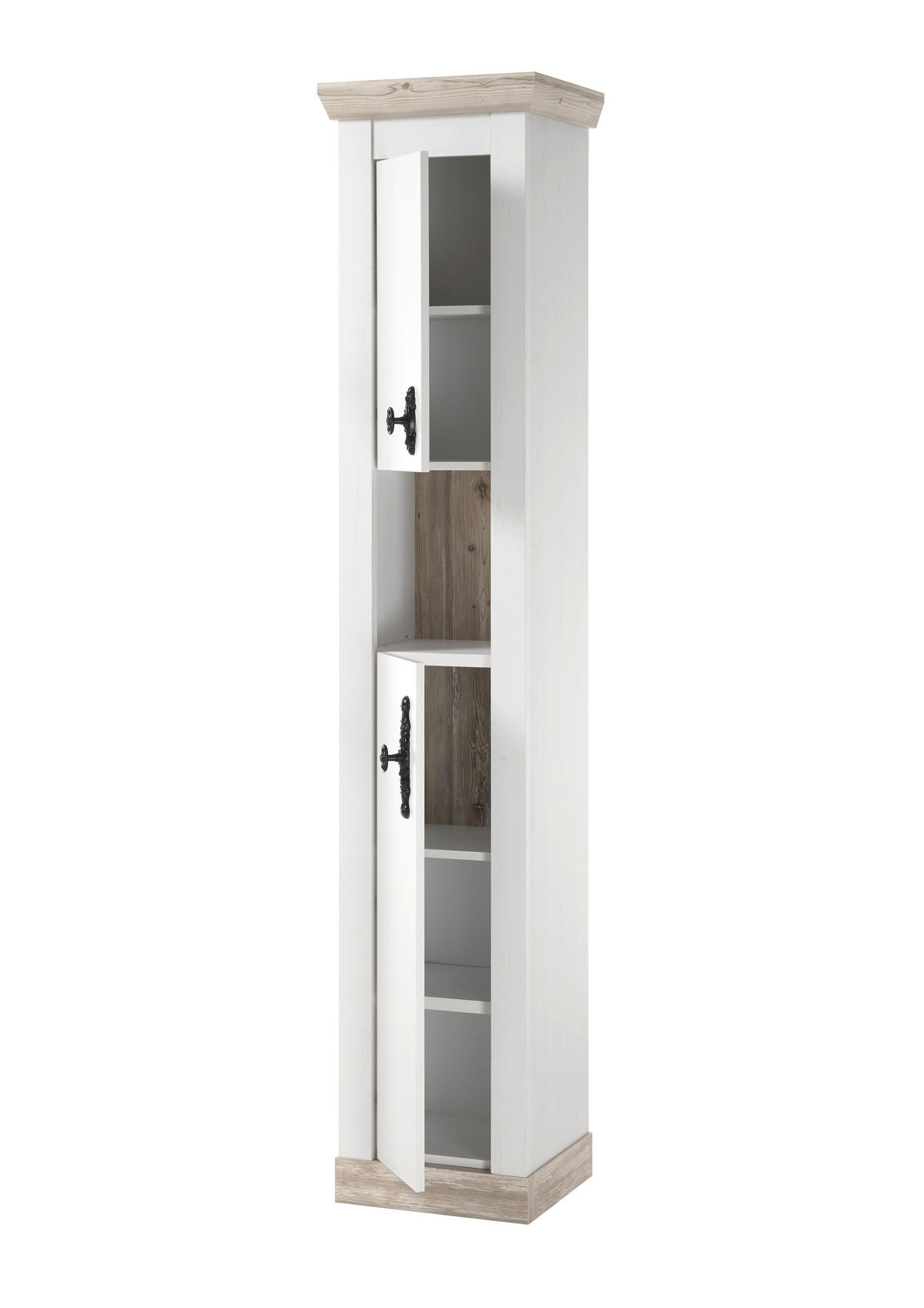 HOCHSCHRANK 42/200/35 cm  - Schwarz/Pinienfarben, Design, Holzwerkstoff/Metall (42/200/35cm) - MID.YOU