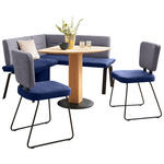 ECKBANKGRUPPE in Holz, Metall, Textil, Holzwerkstoff Blau, Schwarz, Eichefarben, Hellblau  - Blau/Eichefarben, Design, Holz/Holzwerkstoff (142/142cm) - Venda