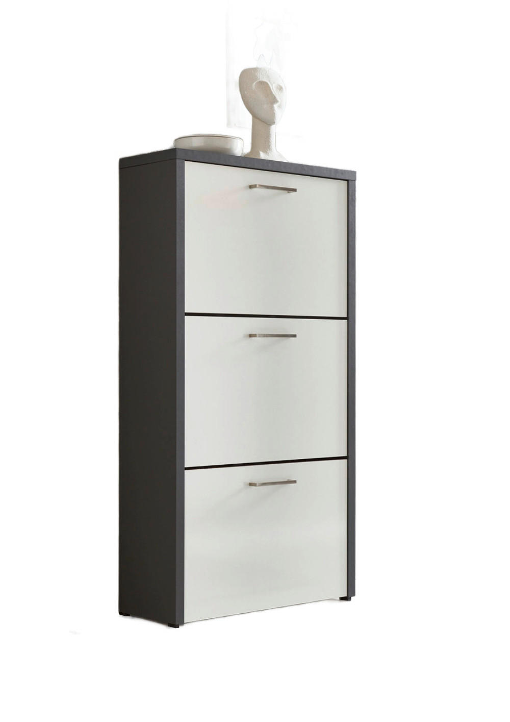 Mid.you Schuhkipper Siena Anthrazit, Weiß Hochglanz 61x115x25 cm