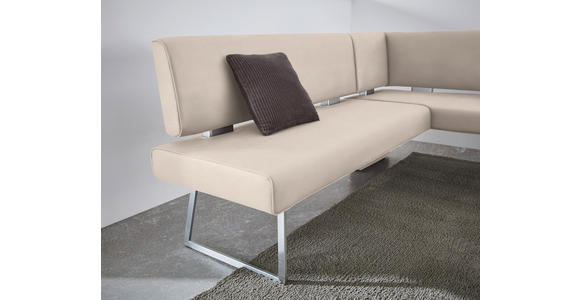 ECKBANK 173/160 cm  in Creme, Edelstahlfarben  - Edelstahlfarben/Creme, Design, Textil/Metall (173/160cm) - Dieter Knoll