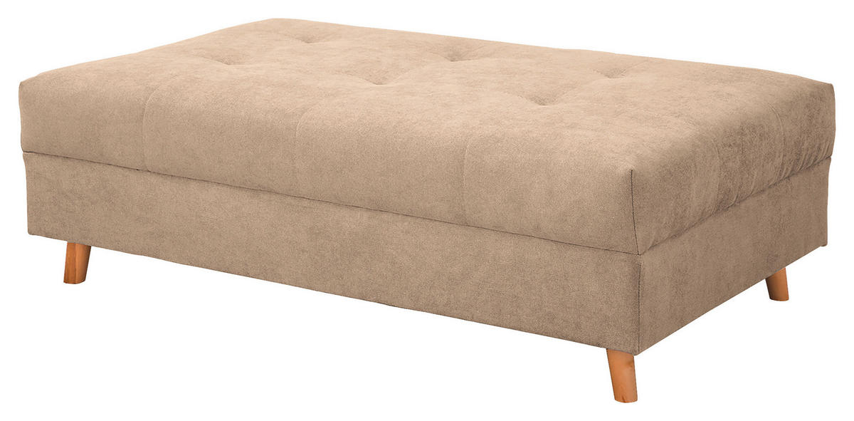 ECKSOFA inkl. Hocker Ariella Creme Mikrofaser  - Creme/Naturfarben, Design, Holz/Textil (161/231cm) - Livetastic
