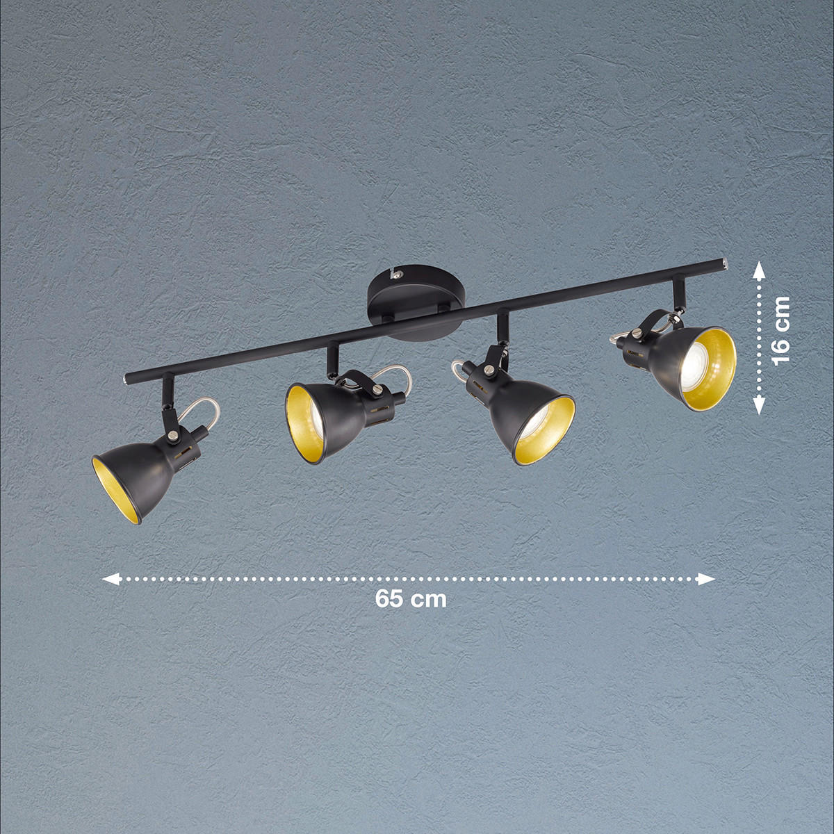 LED REFLEKTOR Bobby  - zlatne boje/crna, Trend, metal (10/65cm)