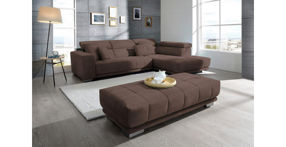 ECKSOFA in Mikrofaser Braun  - Chromfarben/Braun, Design, Textil/Metall (301/207cm) - Xora