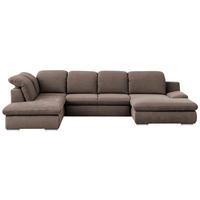 WOHNLANDSCHAFT Taupe Chenille  - Taupe/Chromfarben, Design, Textil/Metall (212/353/165cm) - Livetastic