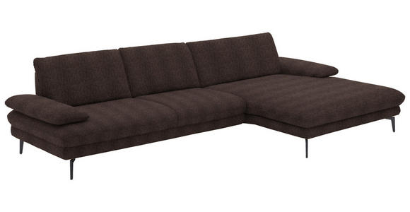 ECKSOFA in Chenille Dunkelbraun 310/180 cm - Dunkelbraun/Schwarz, Design, Textil/Metall (310/180cm) - Dieter Knoll