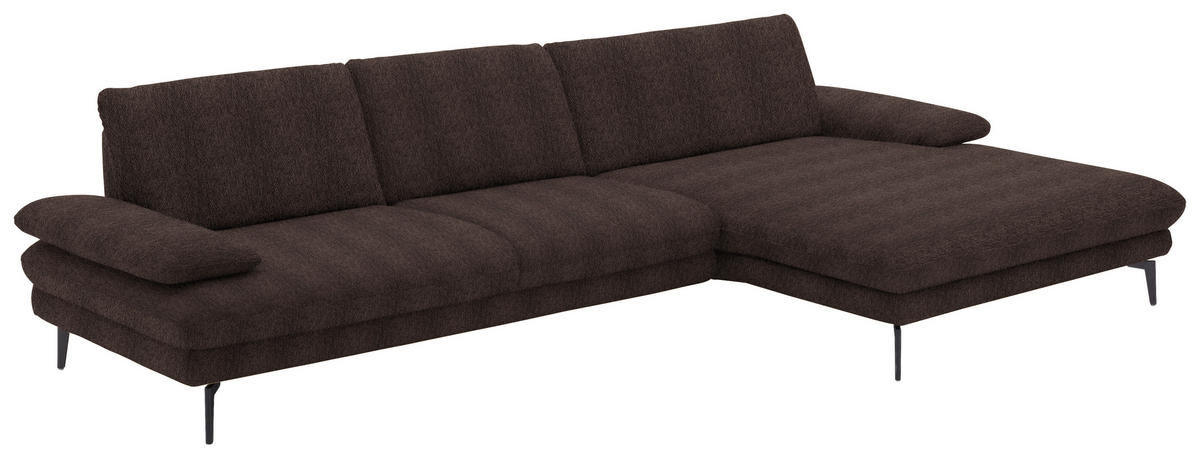 ECKSOFA in Chenille Dunkelbraun  310/180 cm  - Dunkelbraun/Schwarz, Design, Textil/Metall (310/180cm) - Dieter Knoll