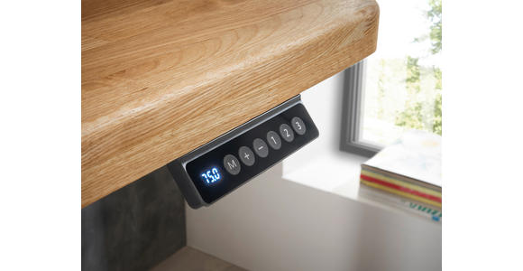 SCHREIBTISCH 120/60/76-119 cm Eichefarben elektrisch höhenverstellbar  - Eichefarben/Schwarz, MODERN, Holz/Metall (120/60/76-119cm) - Linea Natura