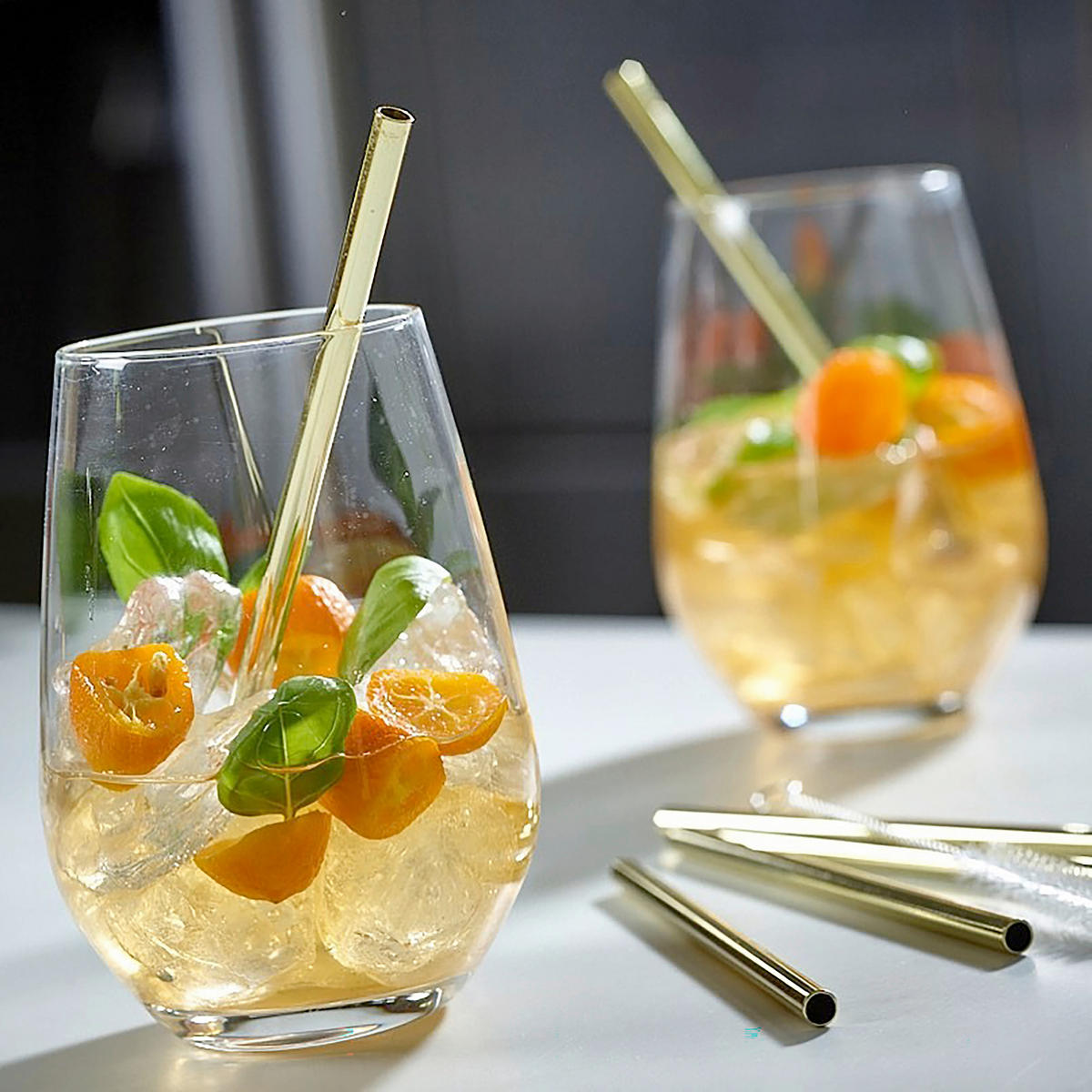 SUGRÖRSSET - guldfärgad, Basics, metall (12cm) - Echtwerk