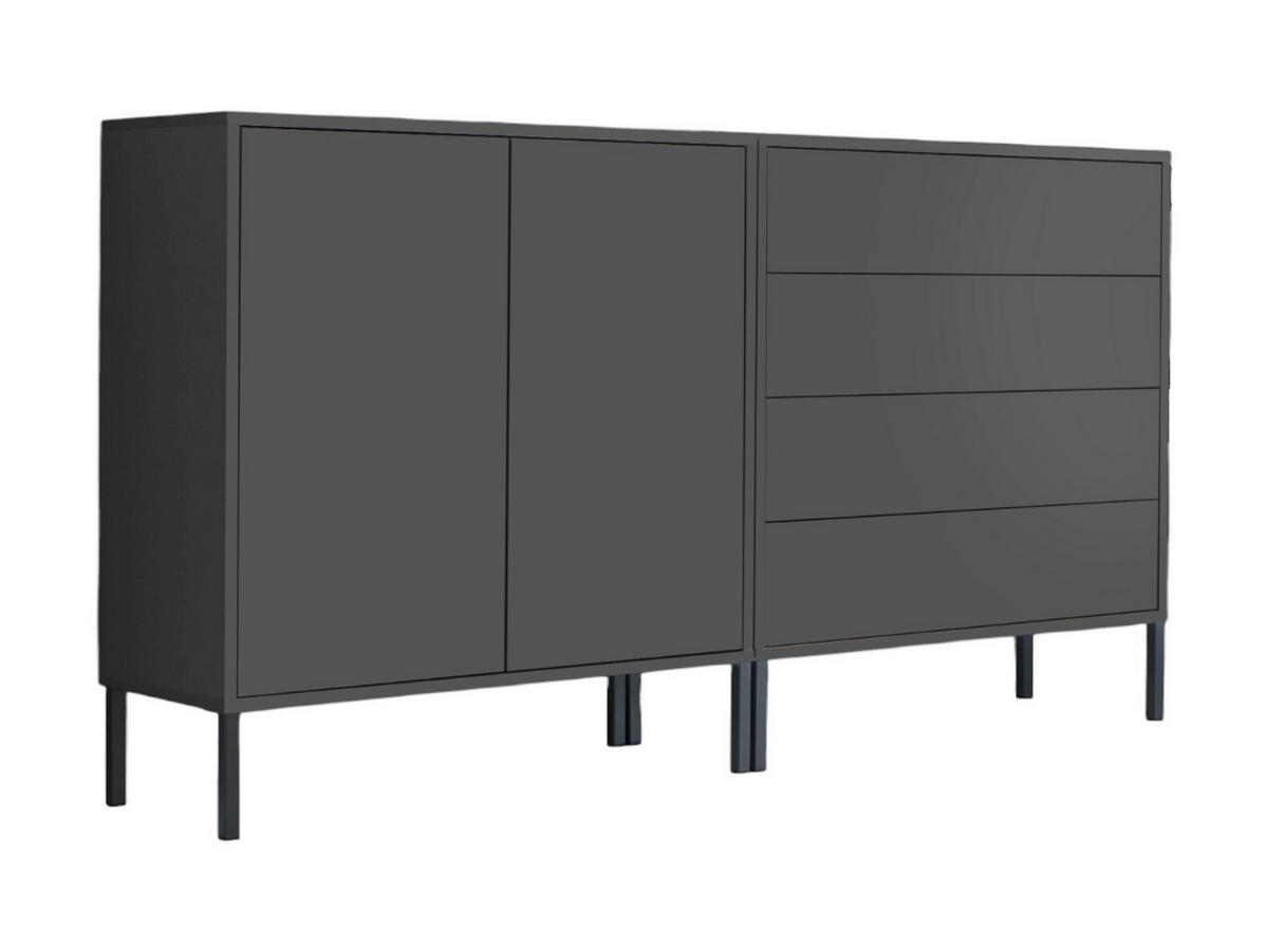 SIDEBOARD Mailand Set 3 + MF  in 158/86/33 cm  - Anthrazit, MODERN, Holzwerkstoff/Metall (158/86/33cm) - MID.YOU