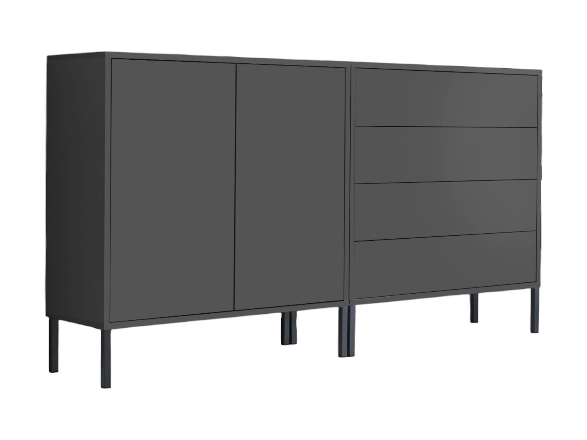 Mid.you Sideboard Mailand Set 3 + MF Anthrazit 158x86x33 cm