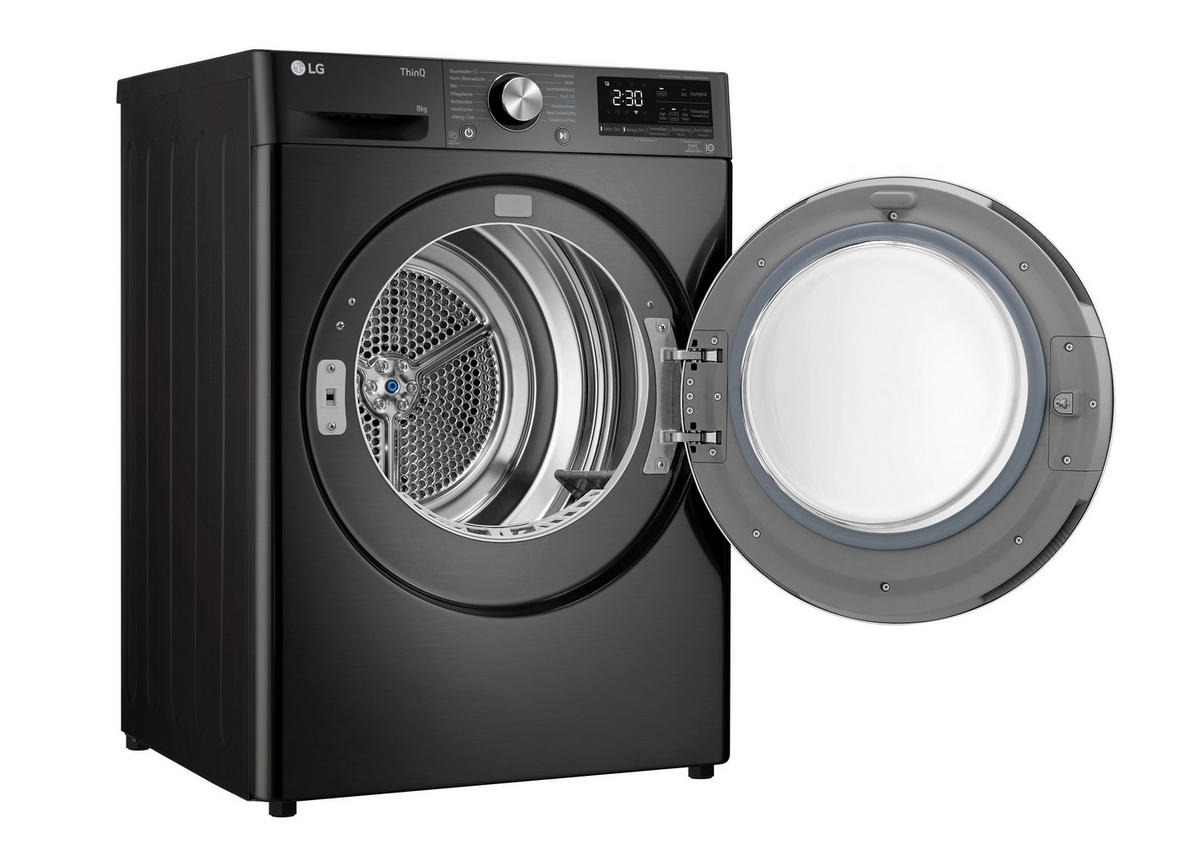 WÄRMEPUMPENTROCKNER RT80V9B  - Chromfarben/Schwarz, Basics, Glas/Kunststoff (60/85/66cm) - LG