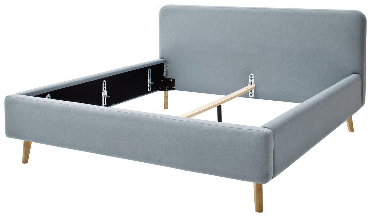 POLSTERBETT 140/200 cm  in Hellblau  - Eichefarben/Hellblau, Design, Holz/Textil (140/200cm) - Livetastic