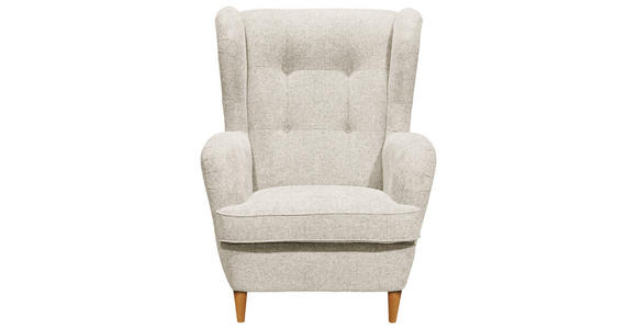 OHRENSESSEL Webstoff Creme, Eiche Wotan - Eiche Wotan/Creme, Basics, Holz/Textil (78/102/98cm) - Carryhome