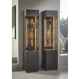 VITRINE in vollmassiv Kerneiche Anthrazit, Eichefarben  - Eichefarben/Anthrazit, Design, Glas/Holz (43/205/44cm) - Valnatura