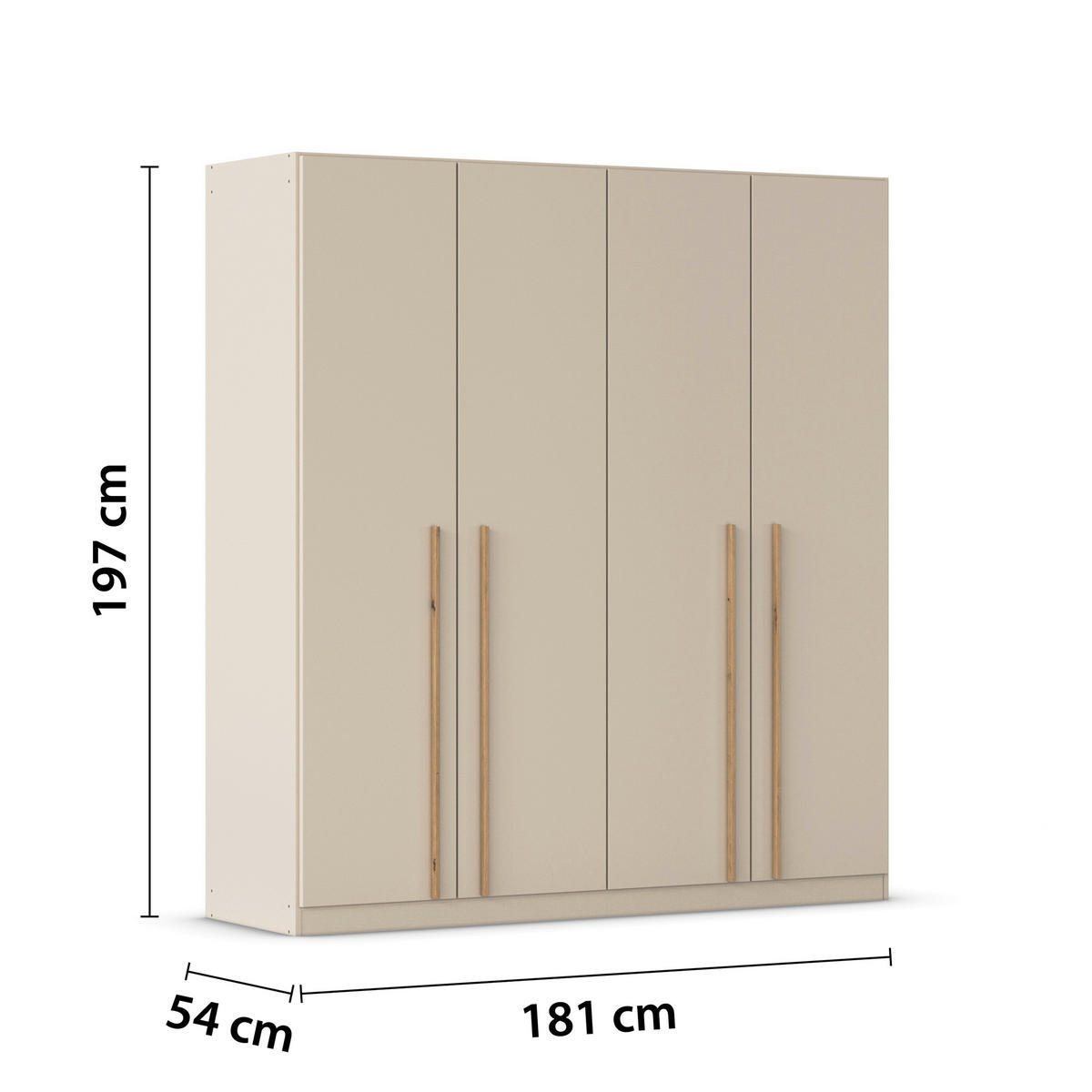 DREHTÜRENSCHRANK 4-türig Champagner, Eiche Artisan  - Champagner/Eiche Artisan, Design, Holz/Holzwerkstoff (181/197/54cm) - Stylife