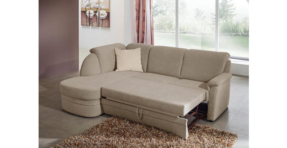 WOHNLANDSCHAFT Sandfarben beflockt - Sandfarben/Schwarz, KONVENTIONELL, Kunststoff/Textil (225/180cm) - Cantus