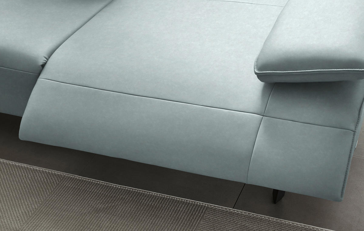 ECKSOFA  in Echtleder Hellblau  230/290 cm  - Anthrazit/Hellblau, Design, Leder/Metall (230/290cm) - Johann Jakob