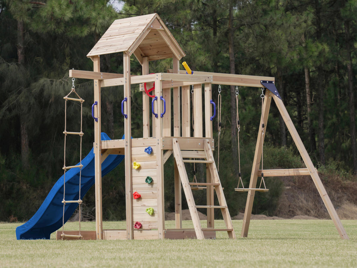SPIELTURM 342/267/375 cm  - Blau, KONVENTIONELL, Holz/Kunststoff (342/267/375cm) - Ambia Garden