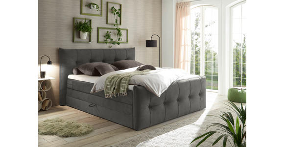 BOXSPRINGBETT 180/200 cm  in Anthrazit  - Anthrazit/Schwarz, KONVENTIONELL, Kunststoff/Textil (180/200cm) - Esposa