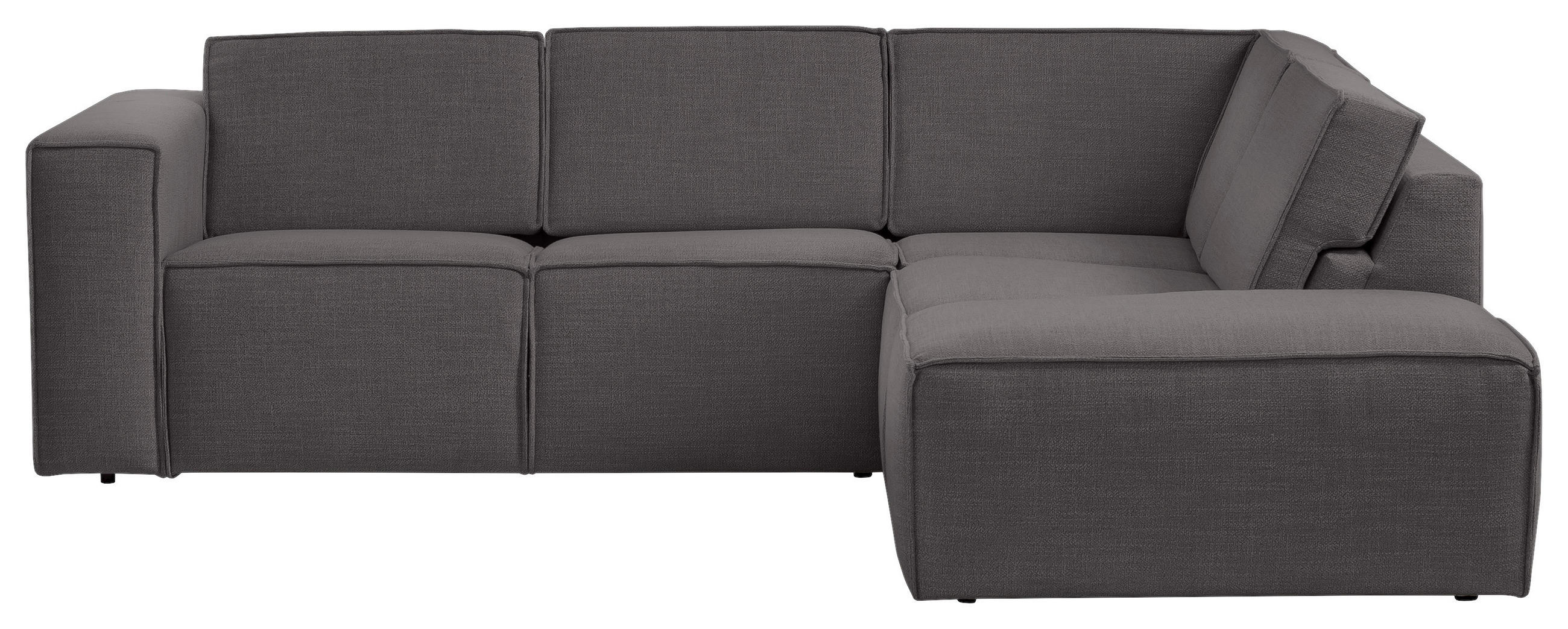ECKSOFA Dunkelgrau Struktur  - Dunkelgrau/Schwarz, MODERN, Kunststoff/Textil (275/220cm) - MID.YOU