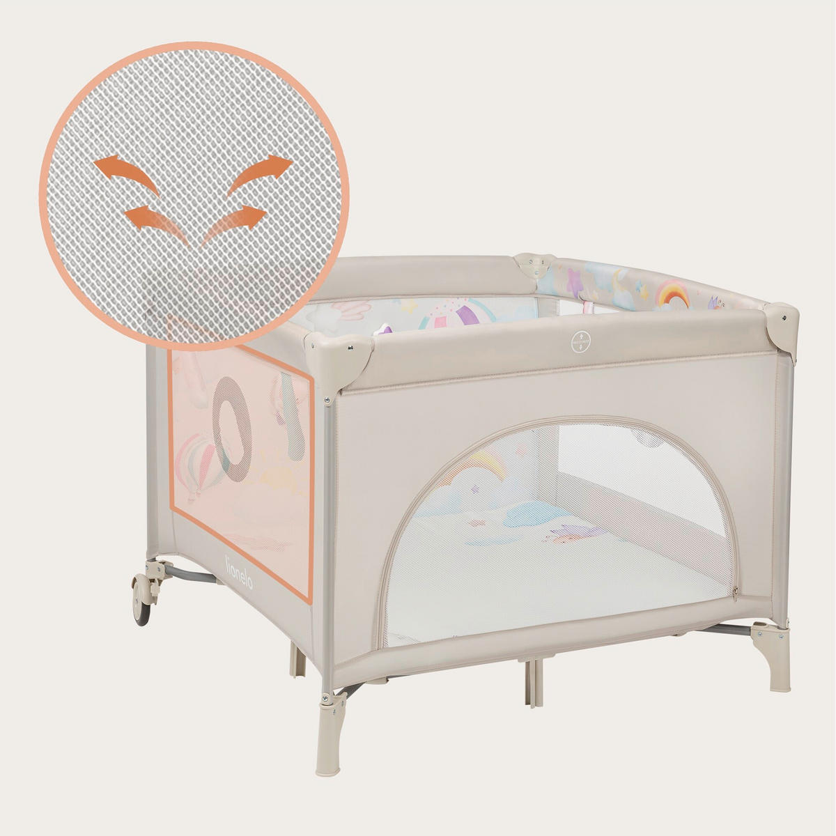 LAUFGITTER Mille Plus  100/100/77 cm  - Beige, Basics, Textil (100/100/77cm) - Lionelo