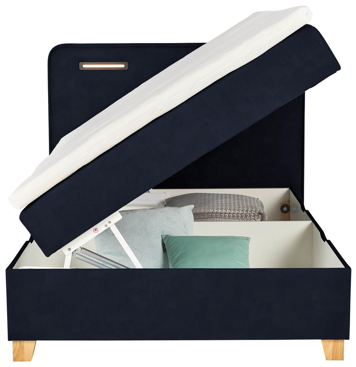 BOXBETT 100/200 cm  in Dunkelblau  - Türkis/Eichefarben, KONVENTIONELL, Holz/Holzwerkstoff (100/200cm) - Moderano