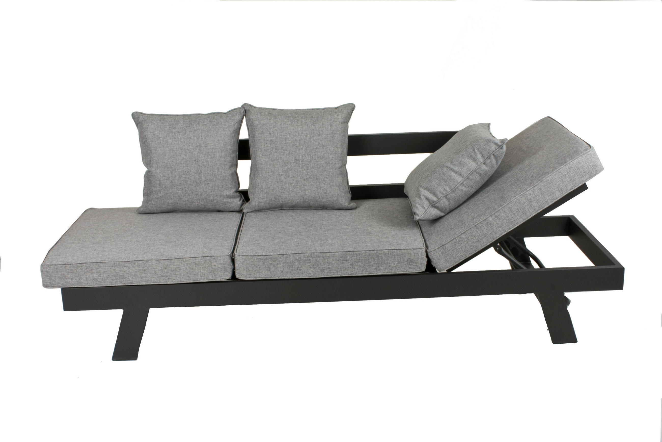 LOUNGEGARNITUR   216/70/74 cm Aluminium  - Schwarz/Grau, Basics, Kunststoff/Textil (216/70/74cm) - Gardenson
