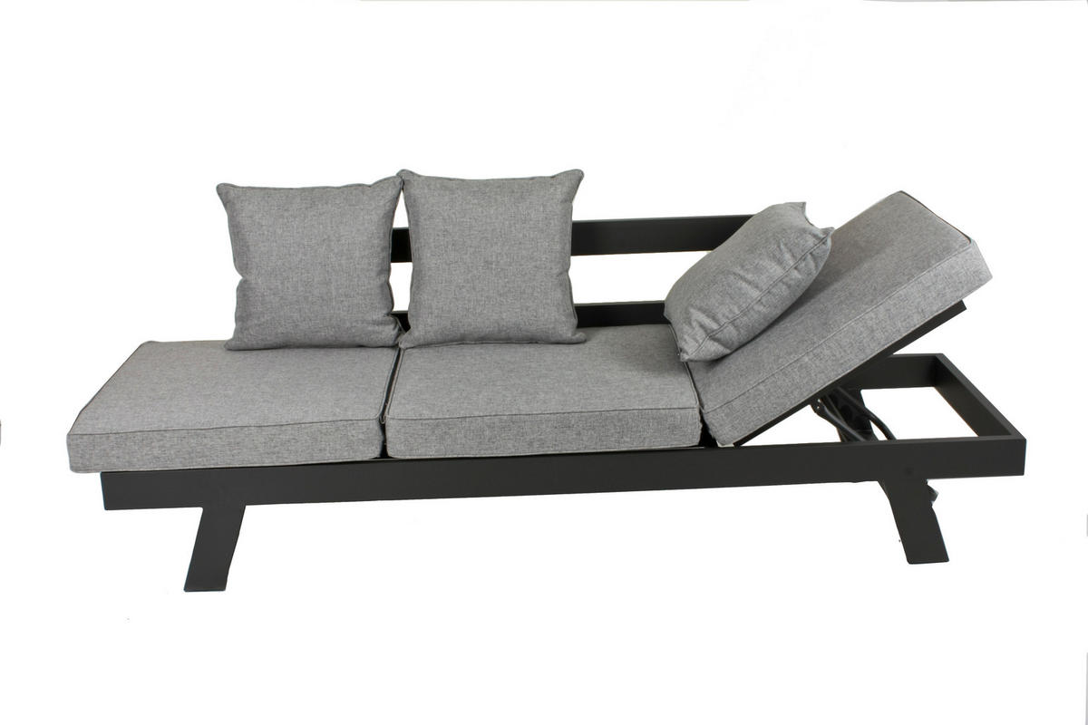 LOUNGEGARNITUR   216/70/74 cm Aluminium  - Schwarz/Grau, Basics, Kunststoff/Textil (216/70/74cm) - Gardenson