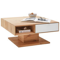 COUCHTISCH Asteiche massiv 80/80/42 cm quadratisch Weiß, Eichefarben  - Eichefarben/Weiß, Natur, Holz (80/80/42cm) - Valnatura
